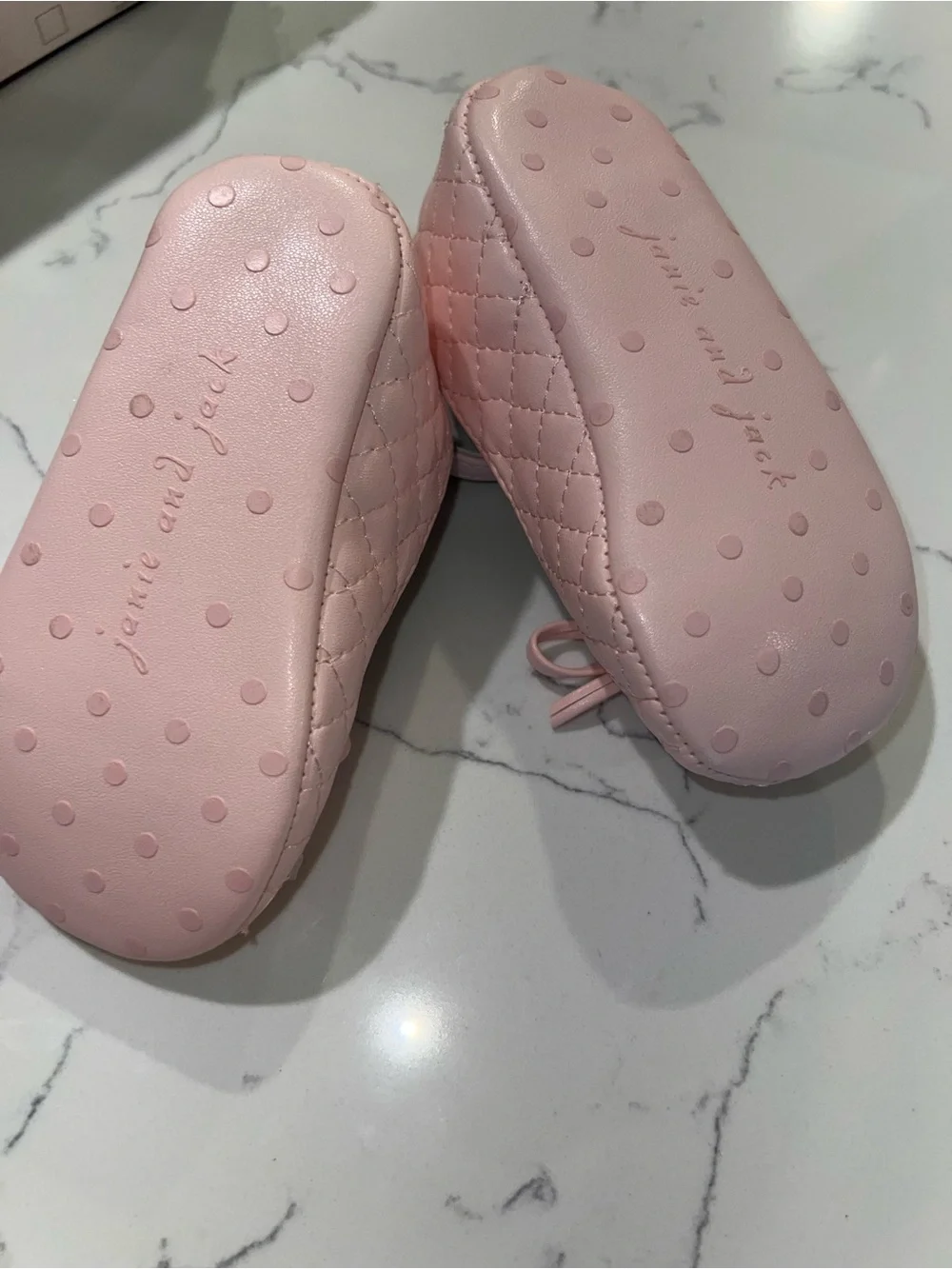 Janie and Jack Light Pink Quilted Mary Jane Ballet Flats with Bow